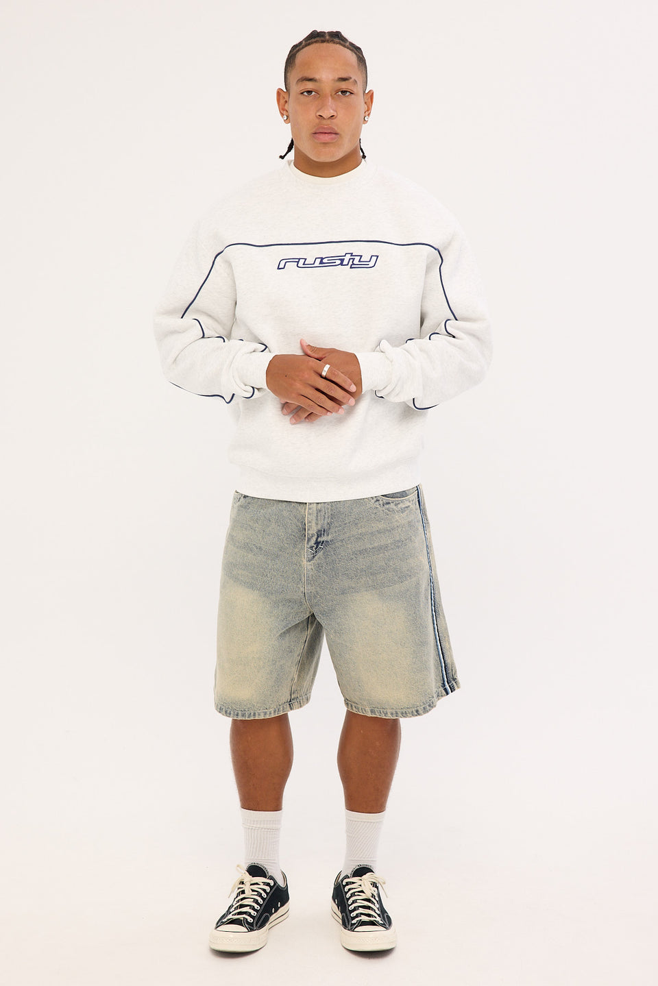 Rusty Trigger Crew Fleece - Ecru Marle (view 2)