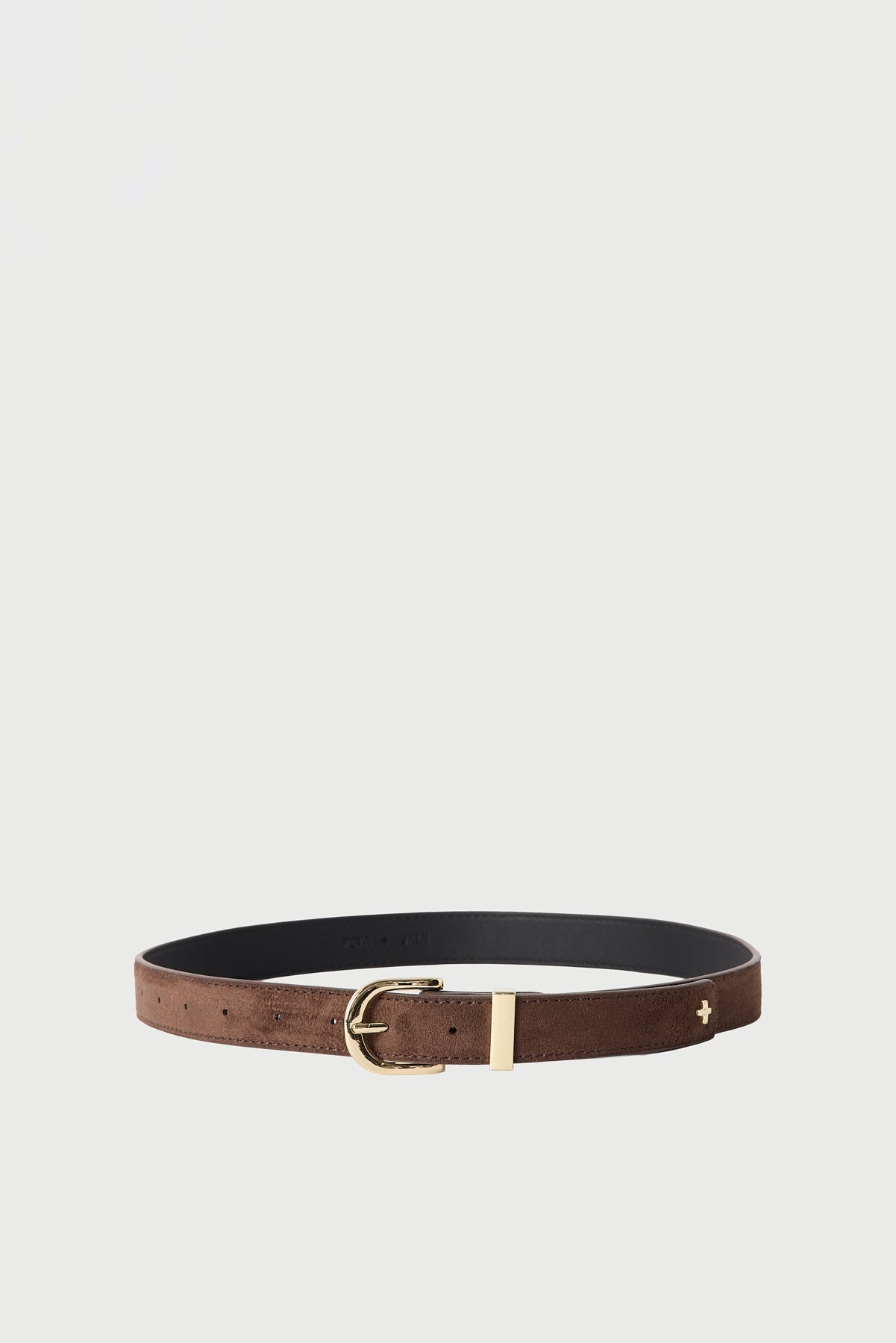 Peta + Jain Kendrick Jean Belt Choc Suede Gold - flat view