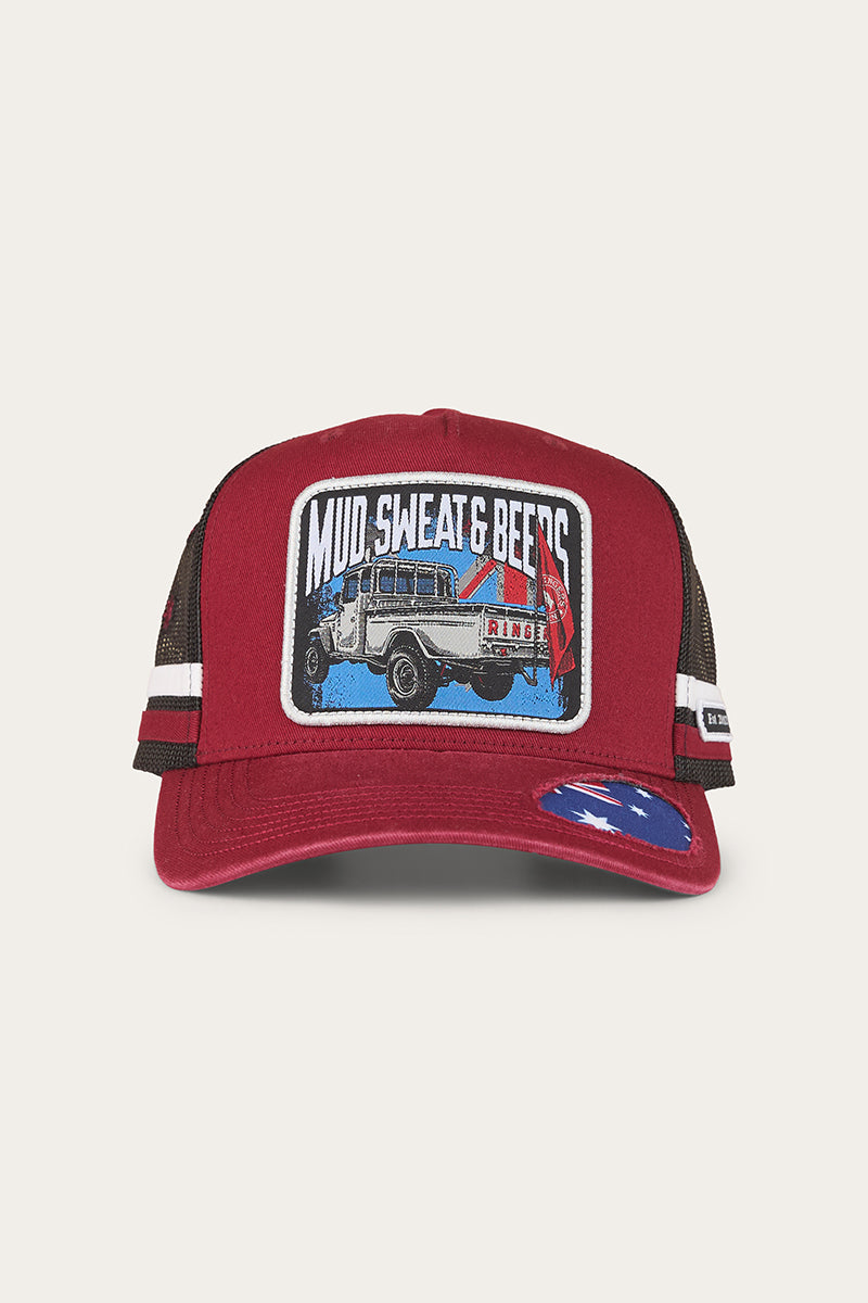 Ringers Western Mud Sweat Beers Deep Fit Trucker Cap - Maroon