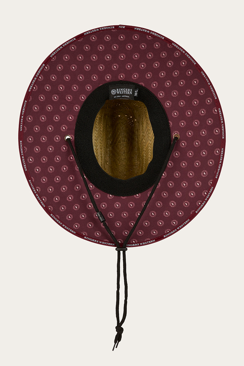Ringers Western Paddy Straw Hat Burgundy - detail