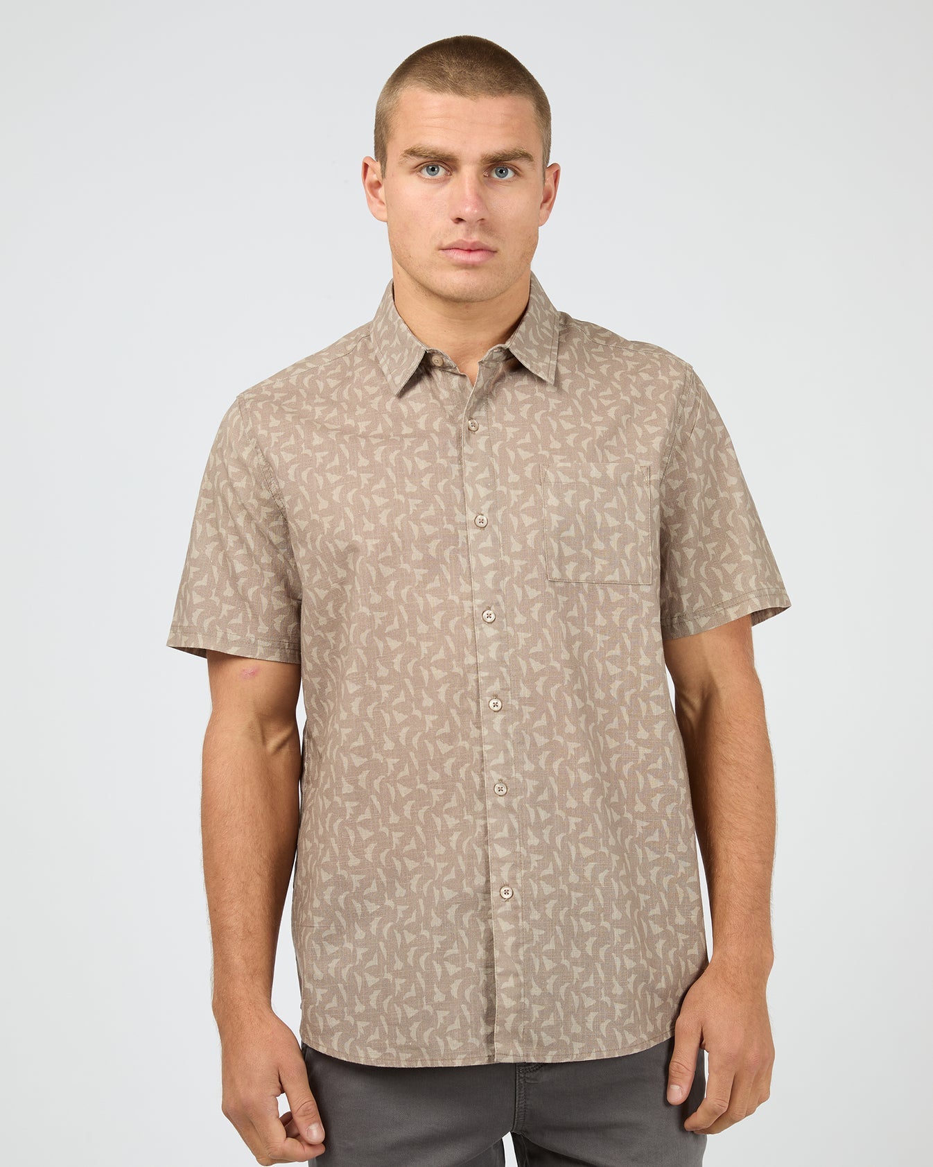 Saint Goliath Portsea Short Sleeve Shirt - Mushroom