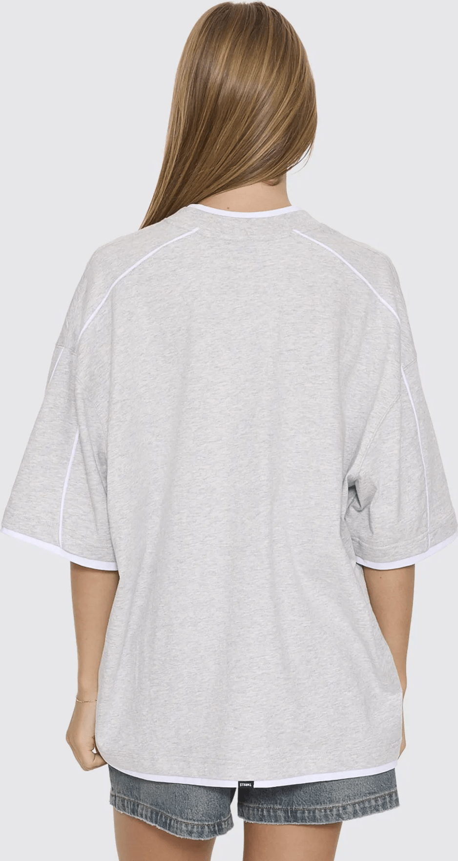Thrills Tournament Of Roses V Neck Oversized Tee in Snow Marle - back