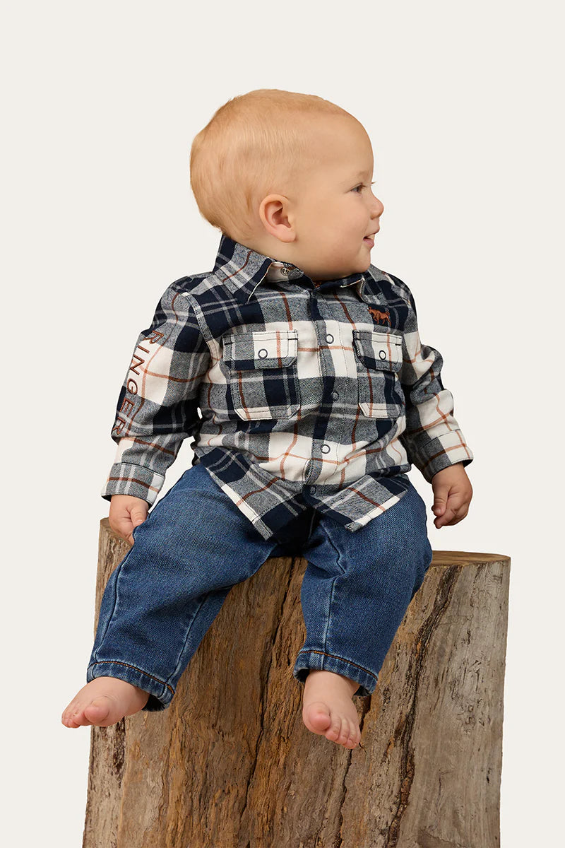 Ringers Western Rory Babies Flannel Shirt - Navy / Tobacco