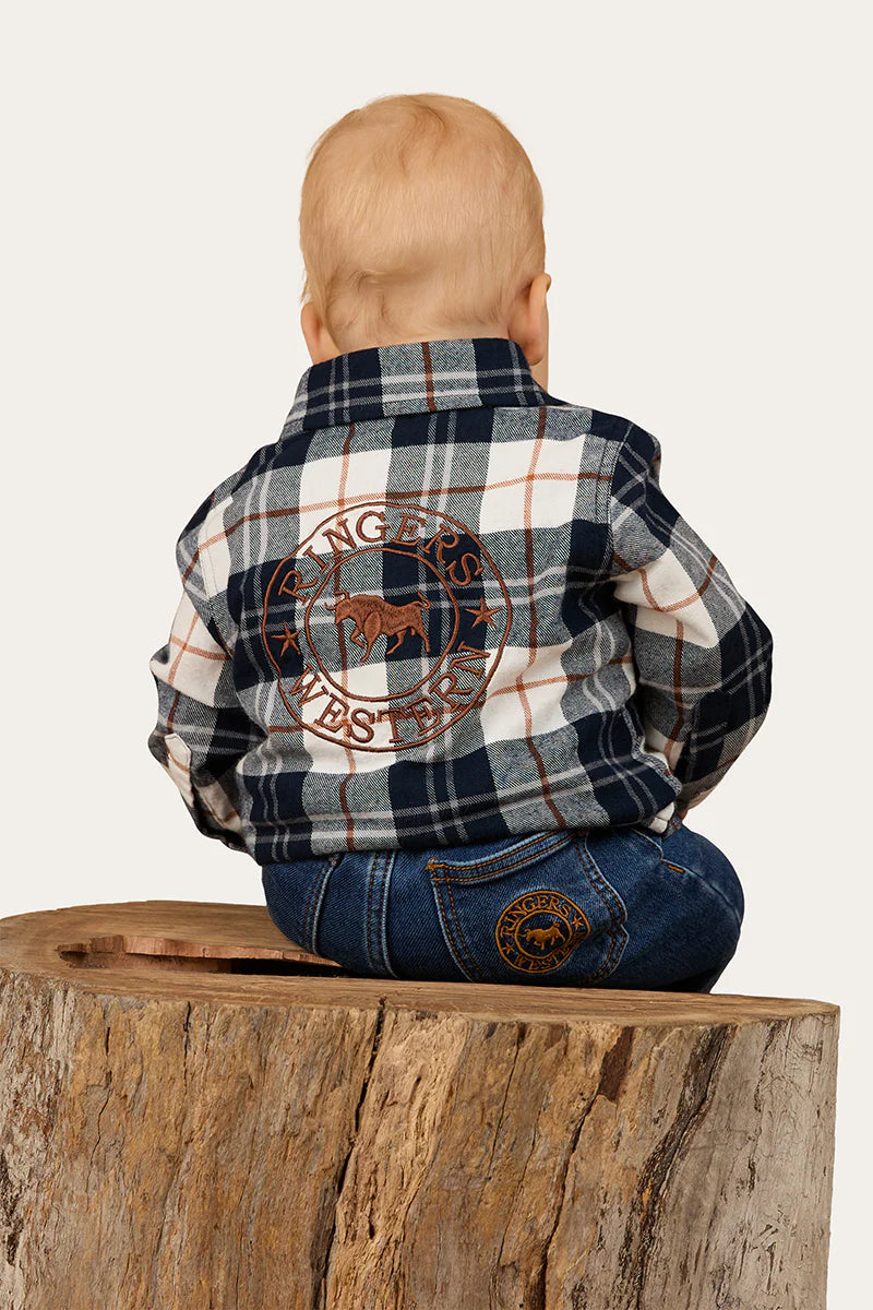 Ringers Western Rory Babies Flannel Shirt - Navy / Tobacco (view 2)