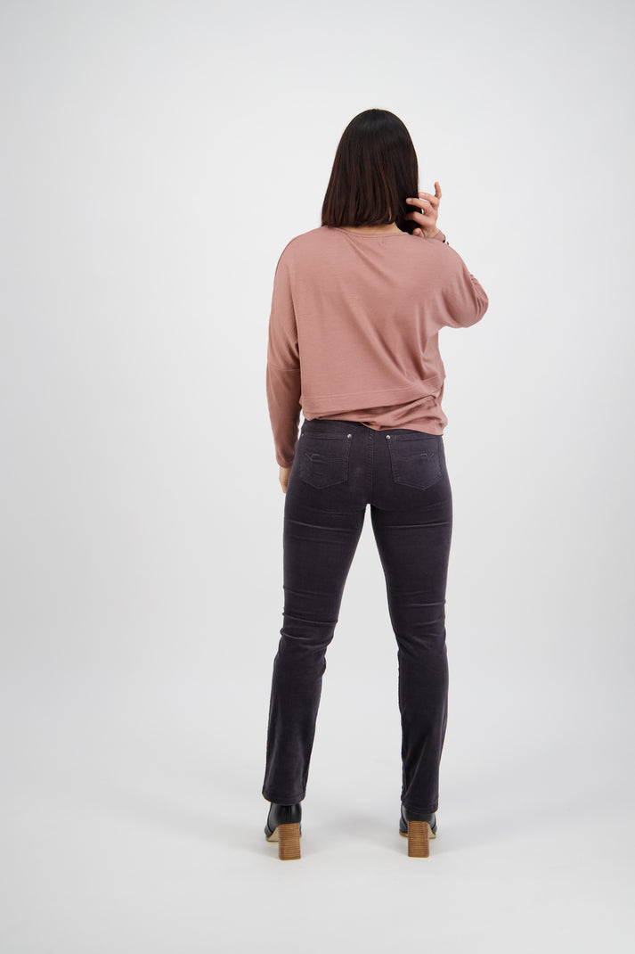 5911M Straight Leg Full Length Pinwale Cord Pant with Fly - Charcoal