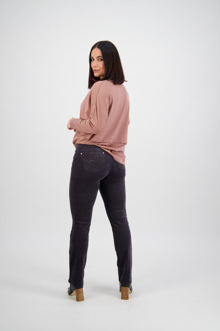 5911M Straight Leg Full Length Pinwale Cord Pant with Fly - Charcoal