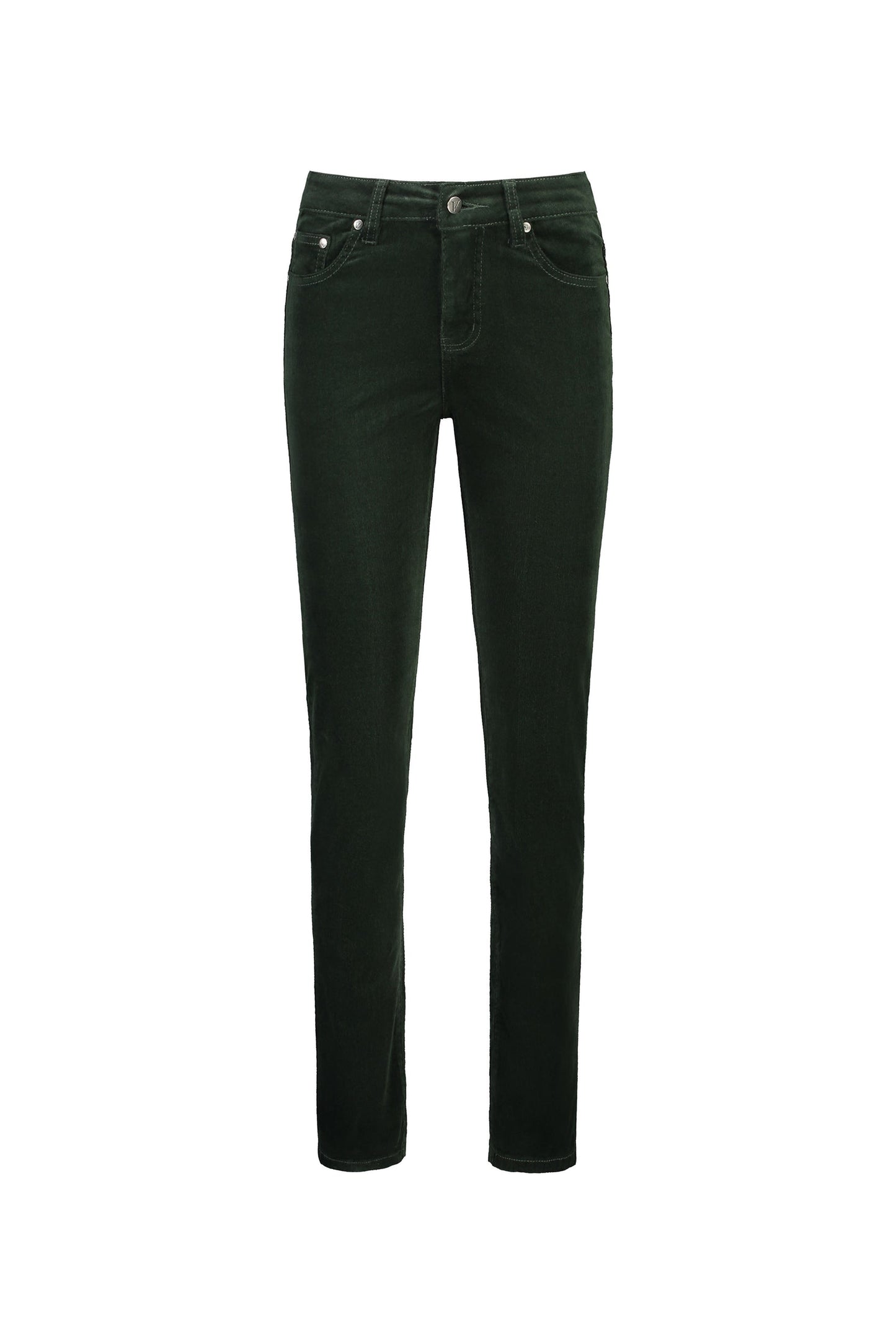 Straight Leg Full Length Pinwale Cord Pant with Fly - Forest