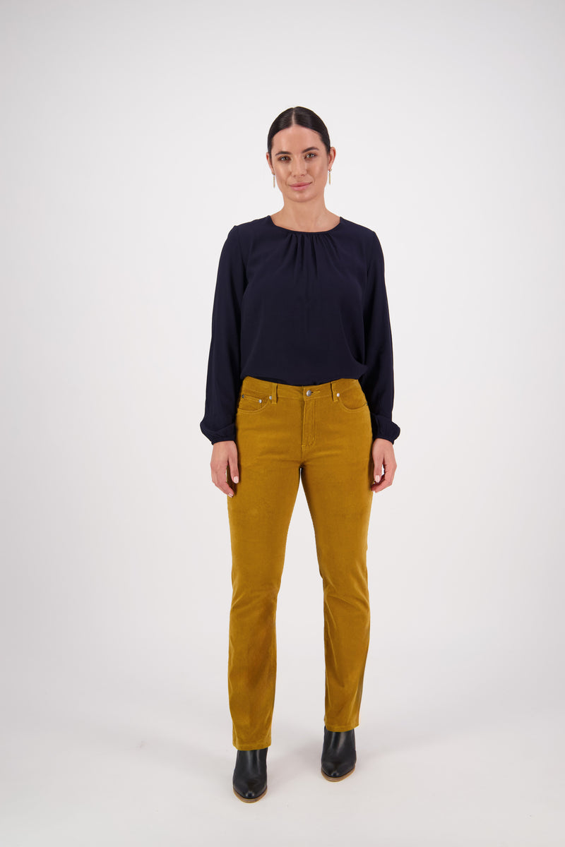 Vassalli Straight Leg Pinwale Cord Pant - Mustard