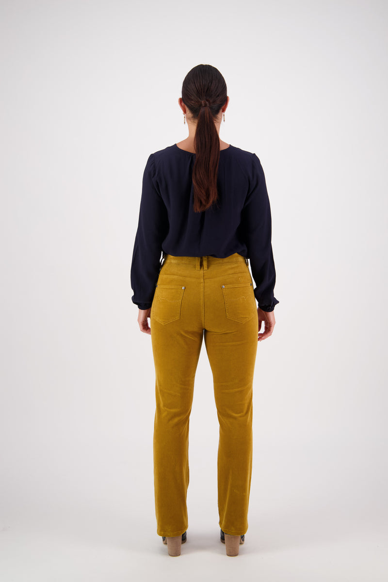 Vassalli Straight Leg Pinwale Cord Pant - Mustard (view 3)