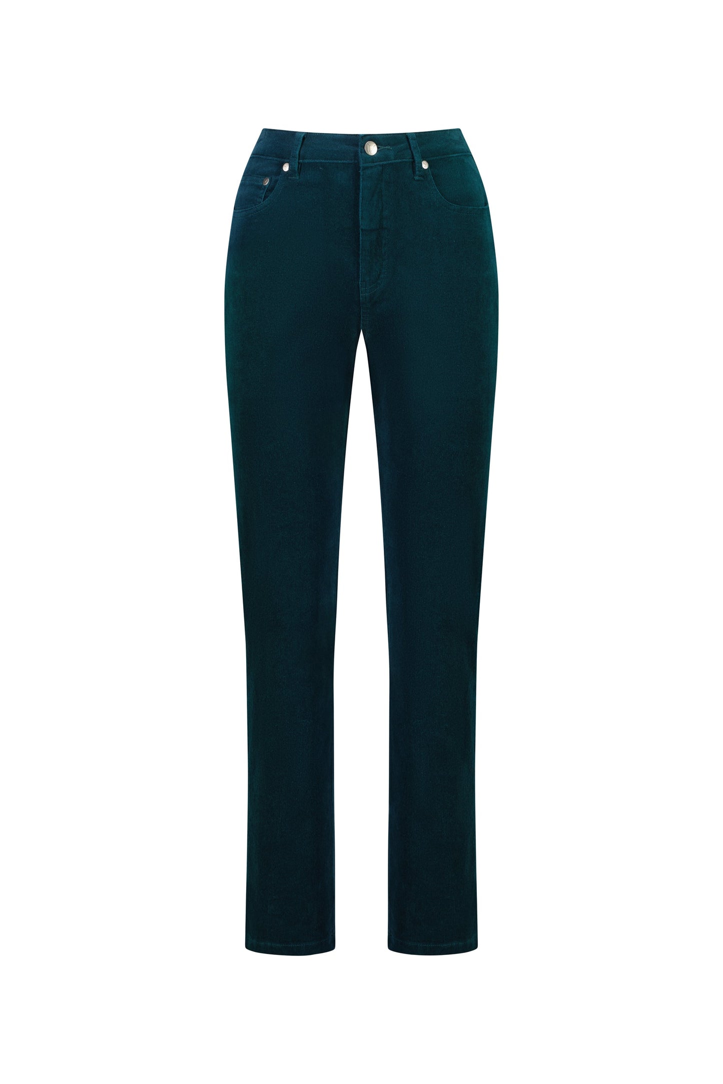 Straight Leg Full Length Pinwale Cord Pant with Fly - Peacock