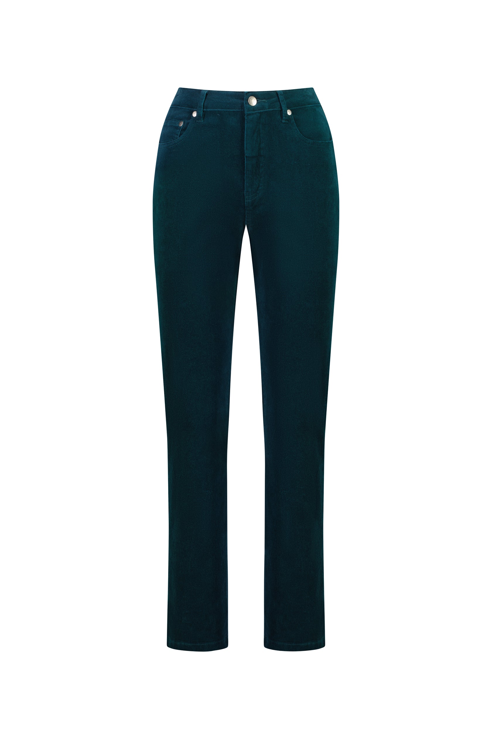 Vassalli Straight Leg Full Length Pinwale Cord Pant with Fly - Peacock (view 5)