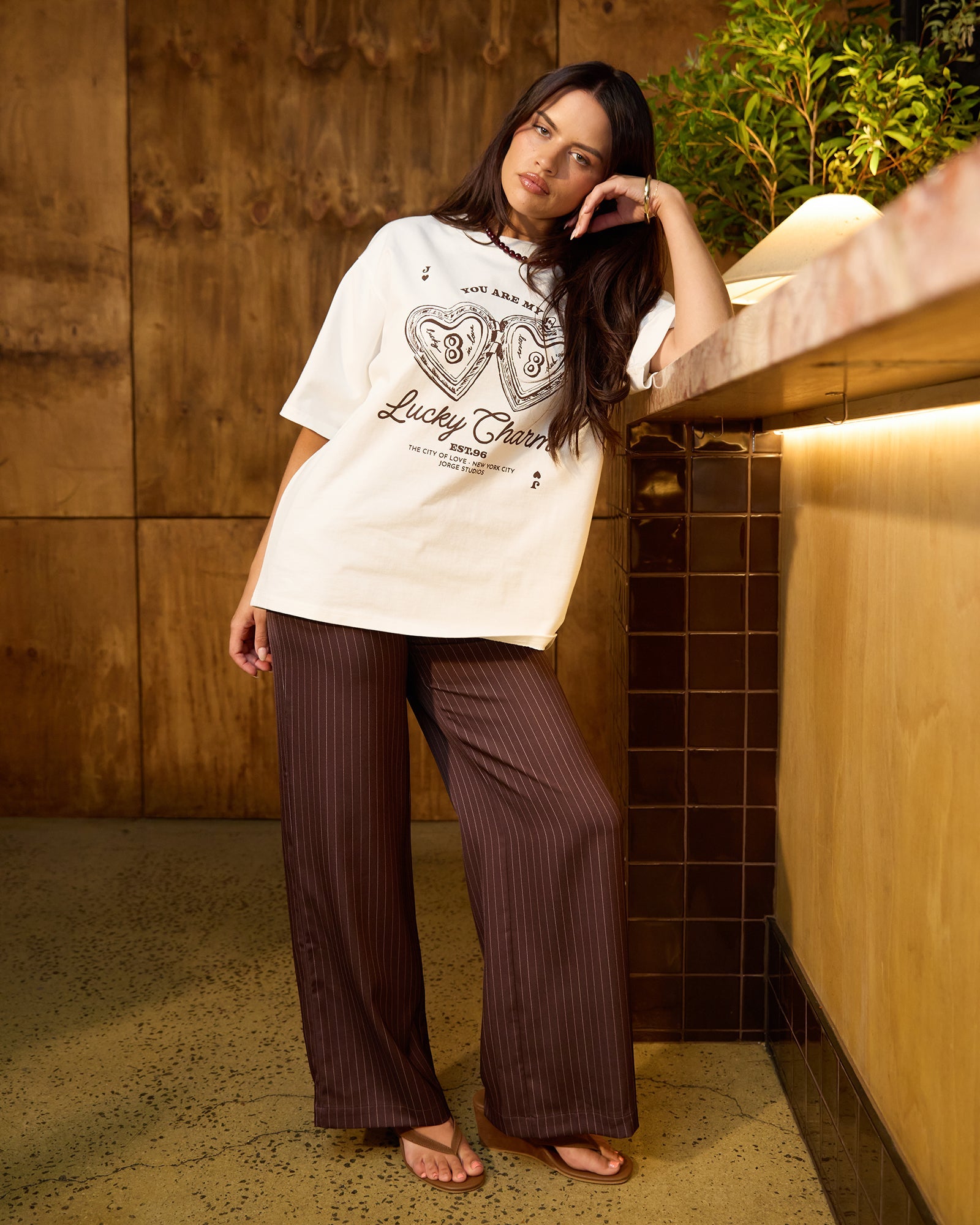 Silent Theory Eden Pinstripe Pant - Chocolate