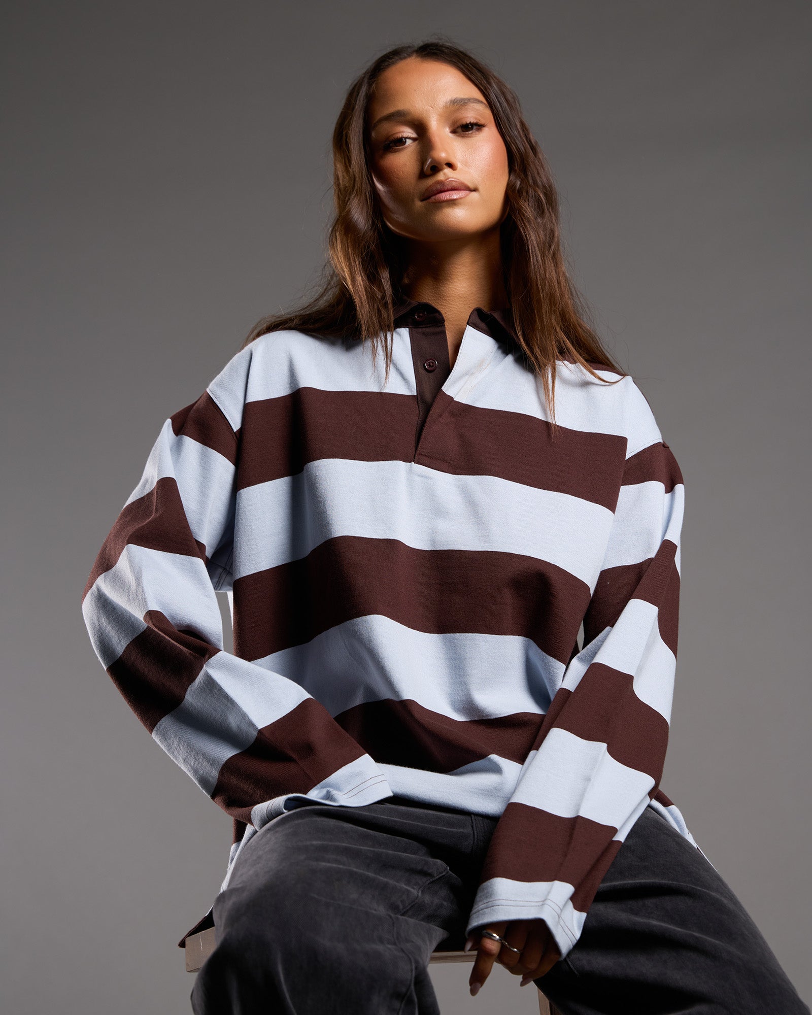 Silent Theory Darby Rugby Top Chocolate