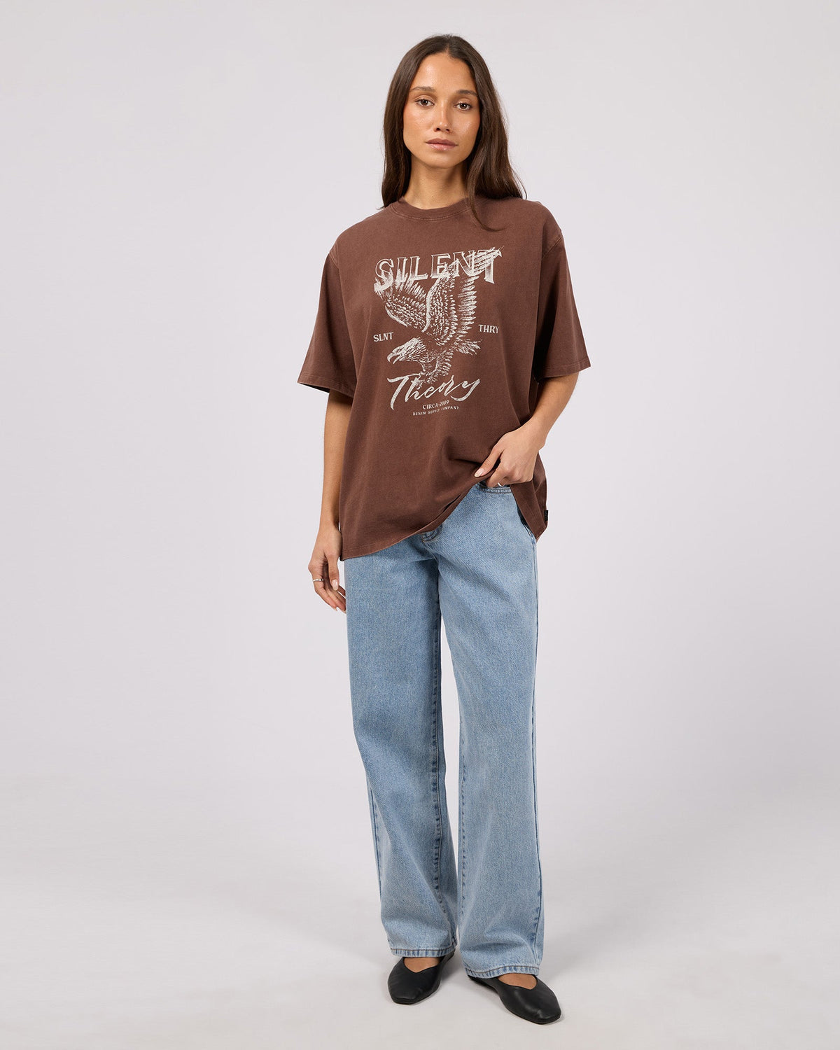 Silent Theory Fundamental Oversized Tee in brown