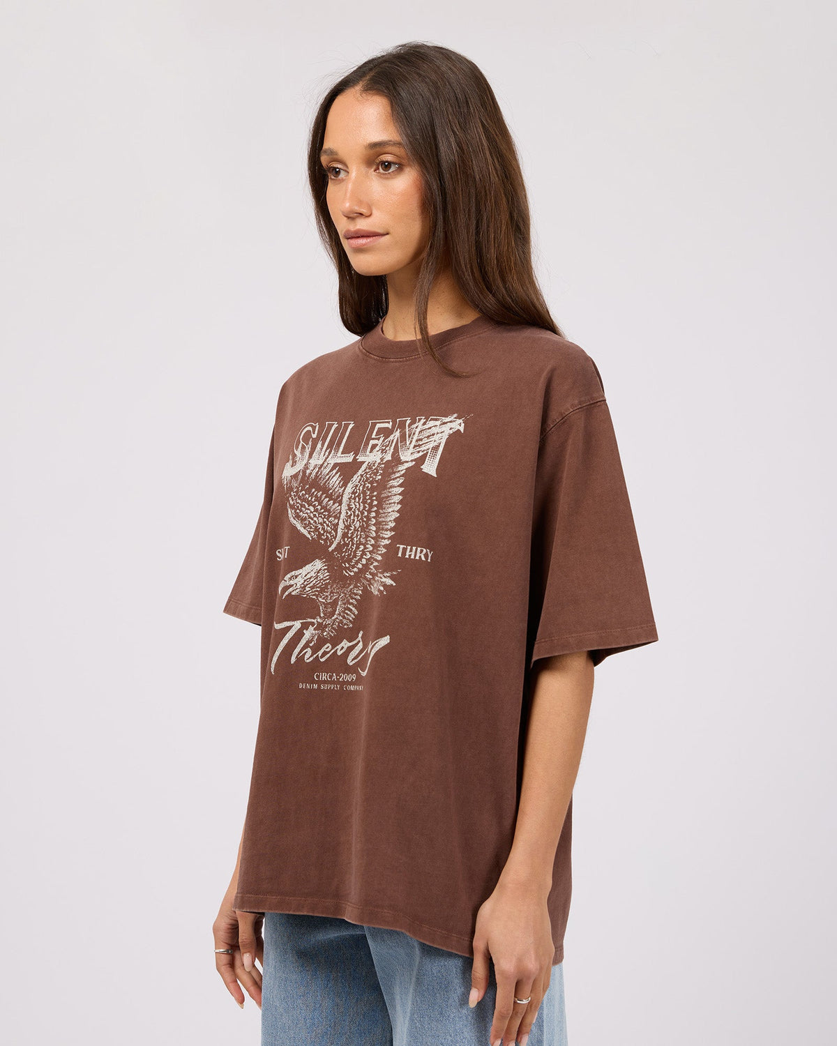 Silent Theory Fundamental Oversized Tee in brown - detail