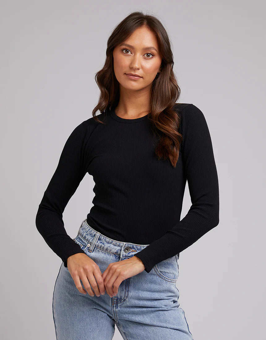 Silent Theory Rib Long Sleeve Tee - Black
