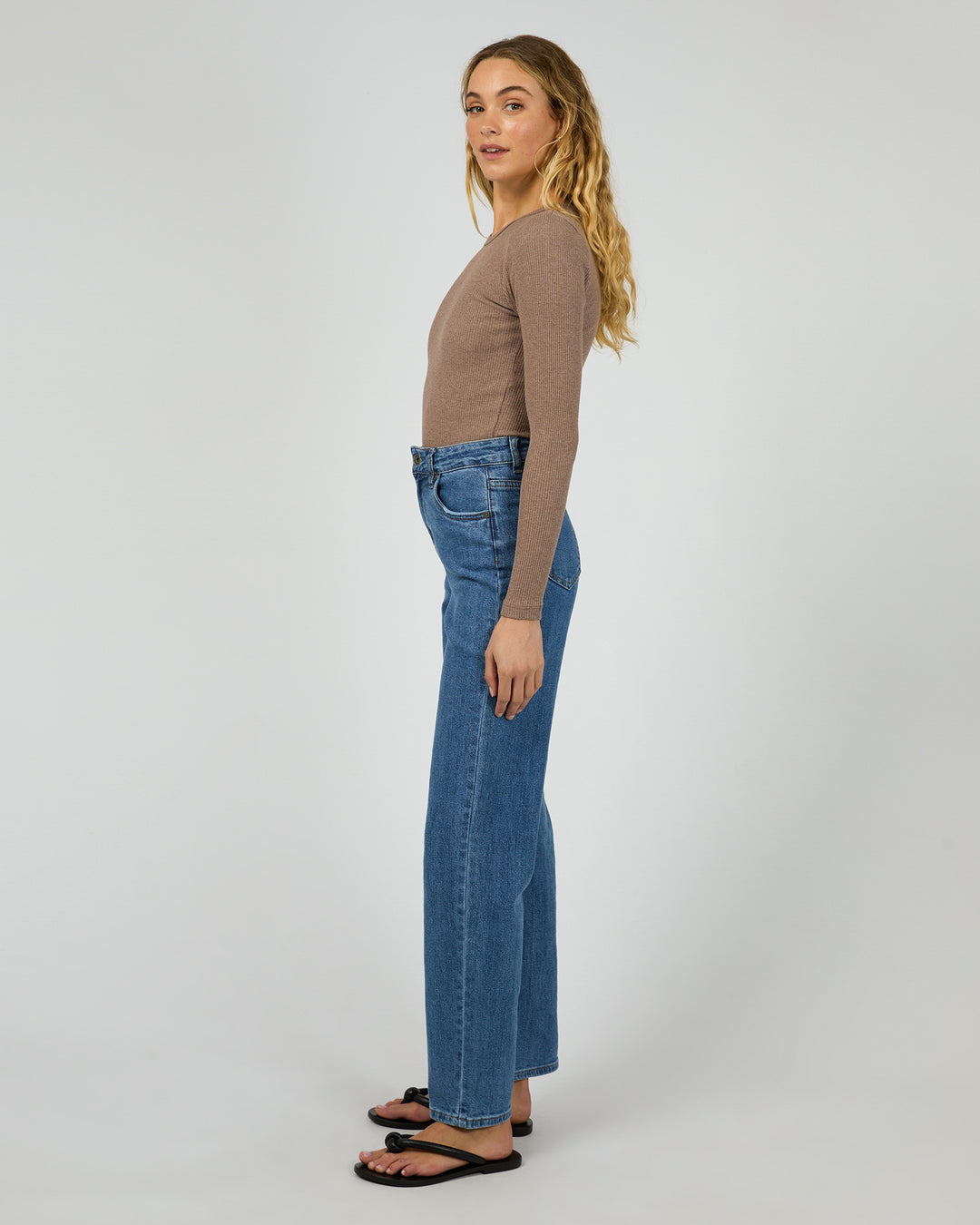 Rib Long Sleeve Tee - Brown