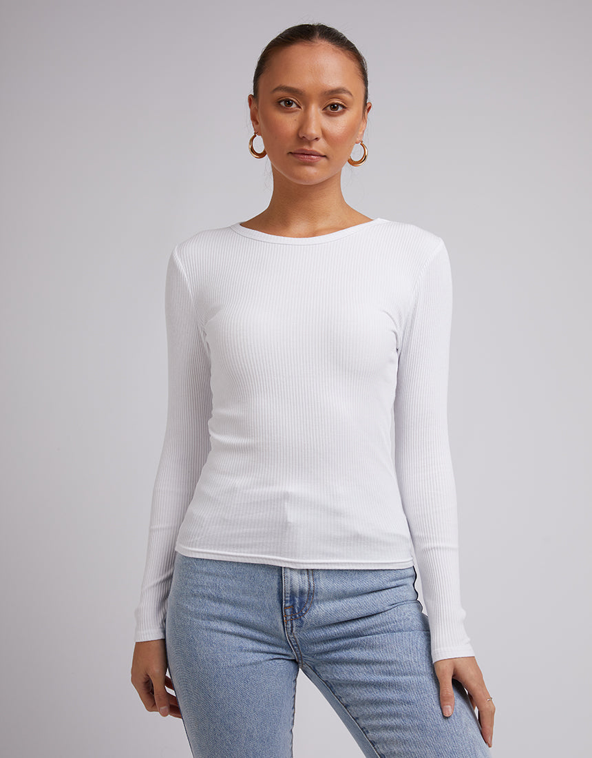 Silent Theory Rib Long Sleeve Tee - White