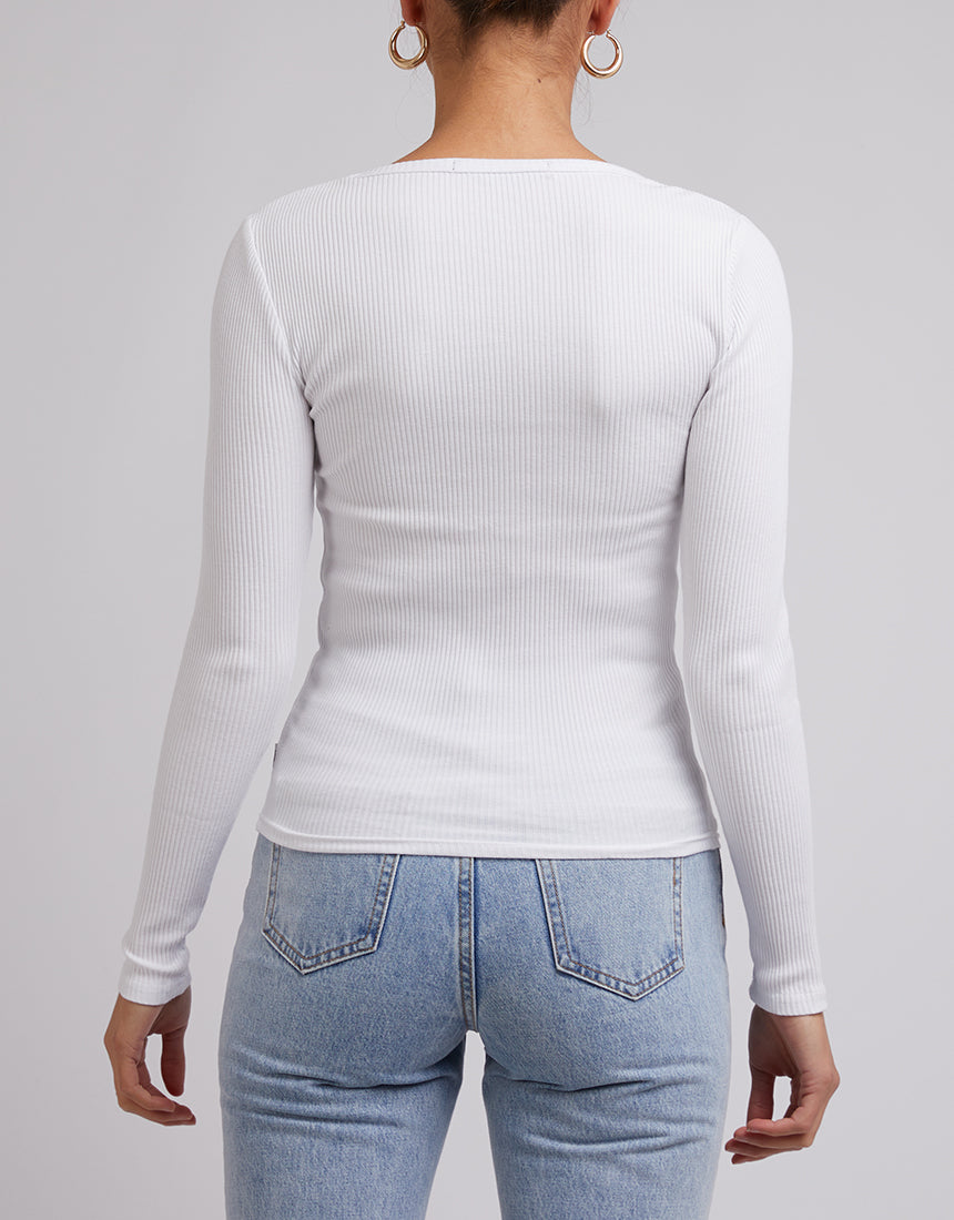 Silent Theory Rib Long Sleeve Tee - White (view 3)