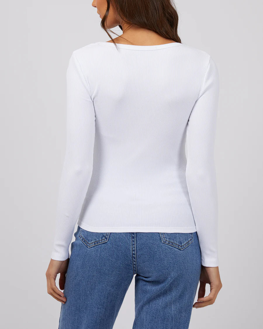 Silent Theory Hazel Long Sleeve Tee - White (view 3)