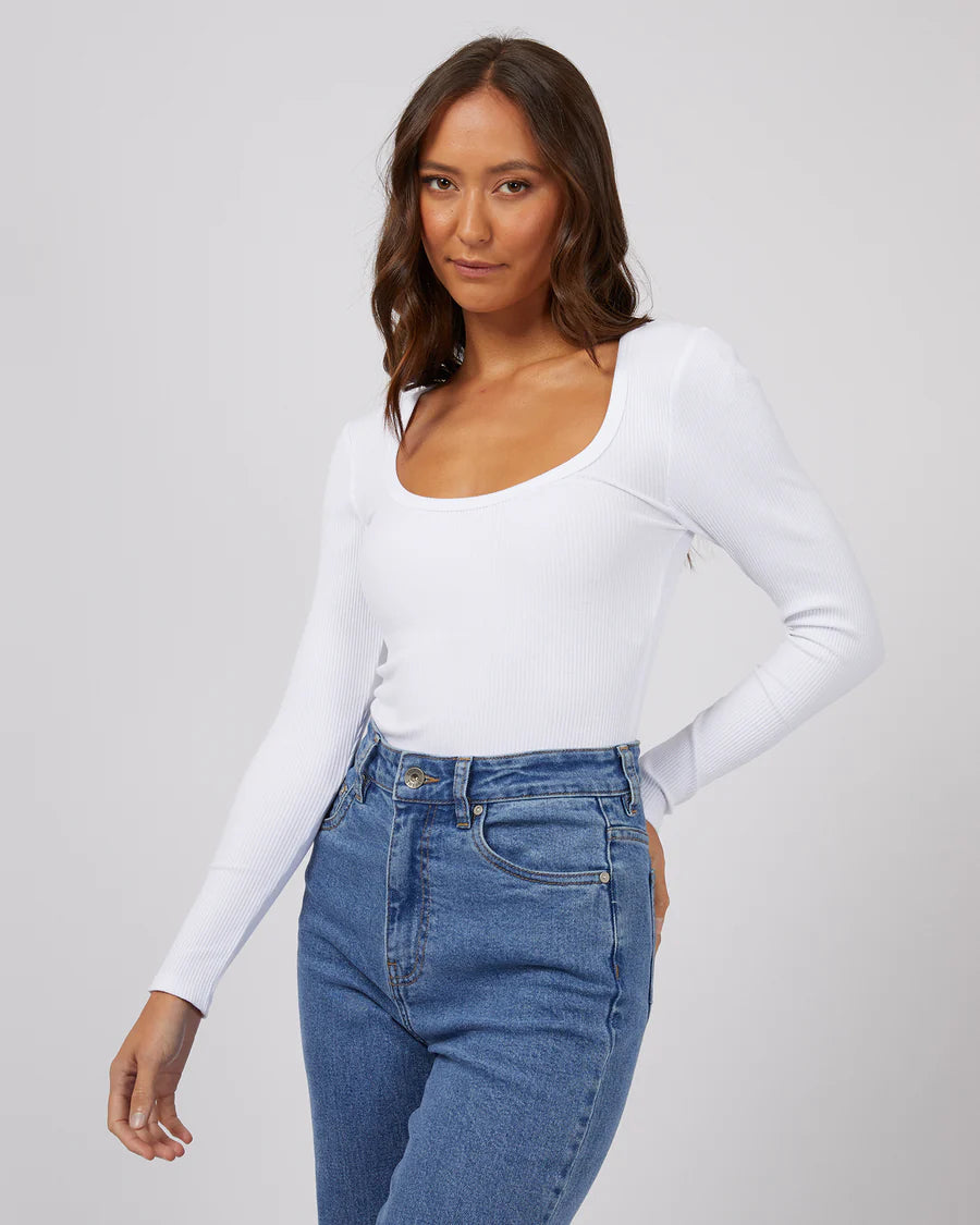 Silent Theory Hazel Long Sleeve Tee - White (view 4)