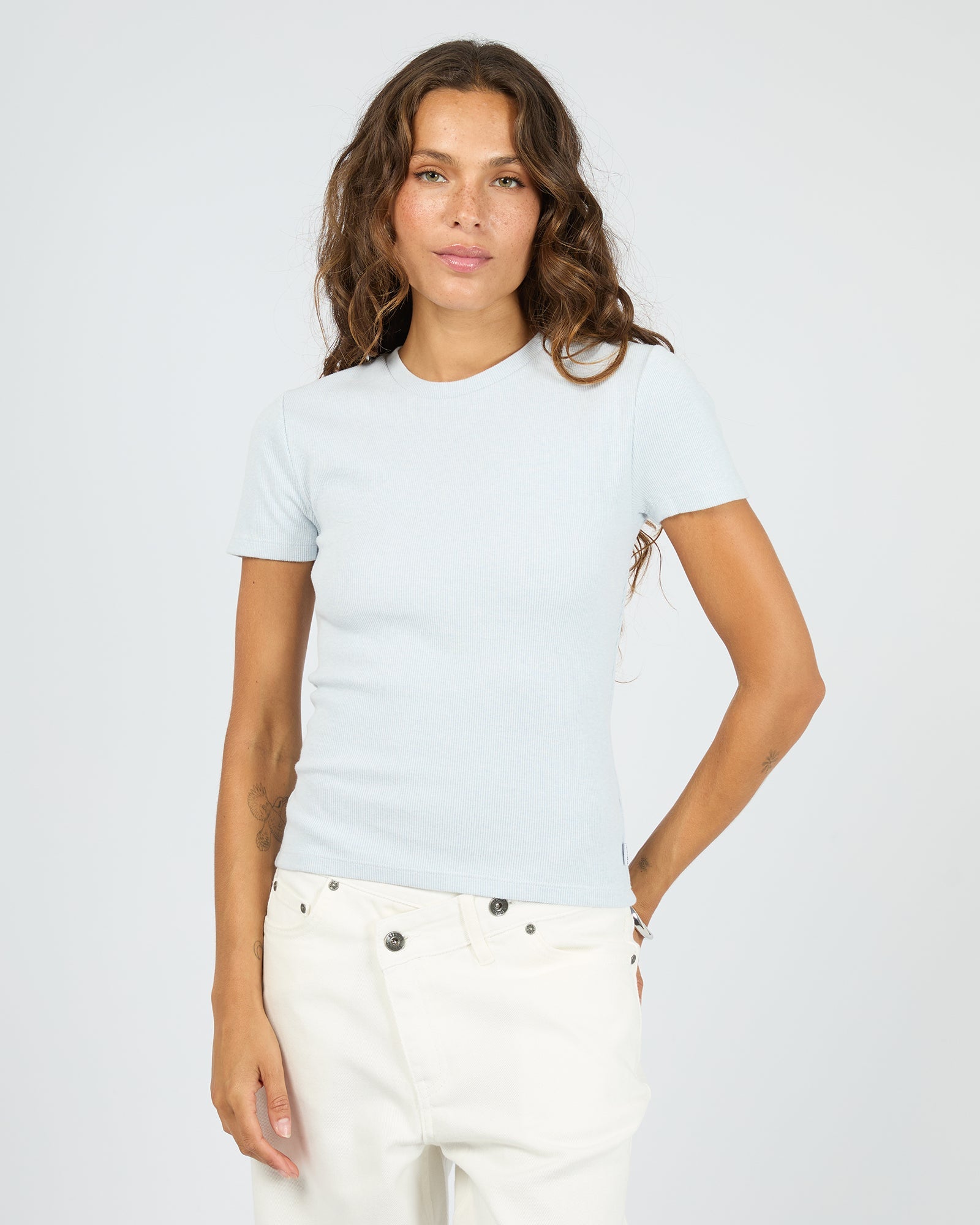 Silent Theory Bella Tee in light blue - front