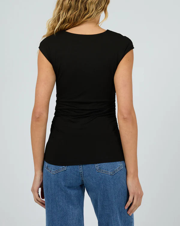 Evie Ruched Top - Black