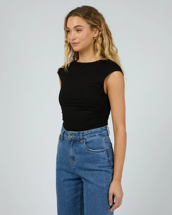Evie Ruched Top - Black