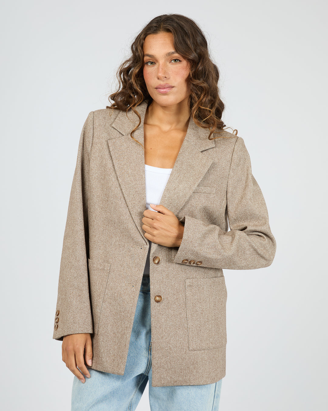 Silent Theory Opal Textured Blazer - Brown