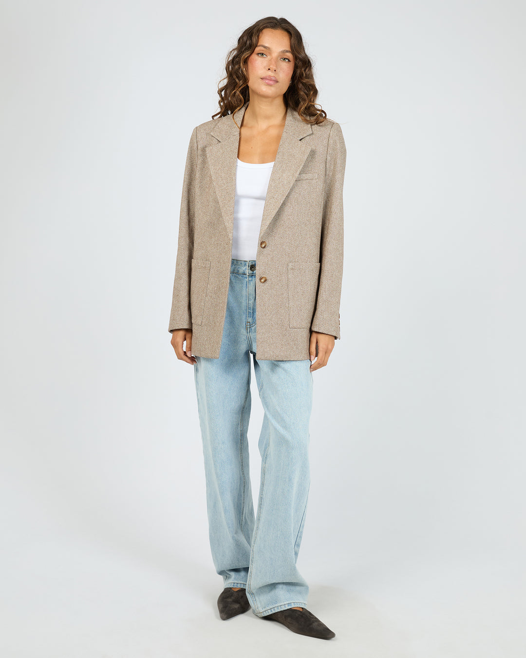 Silent Theory Opal Textured Blazer - Brown (view 2)