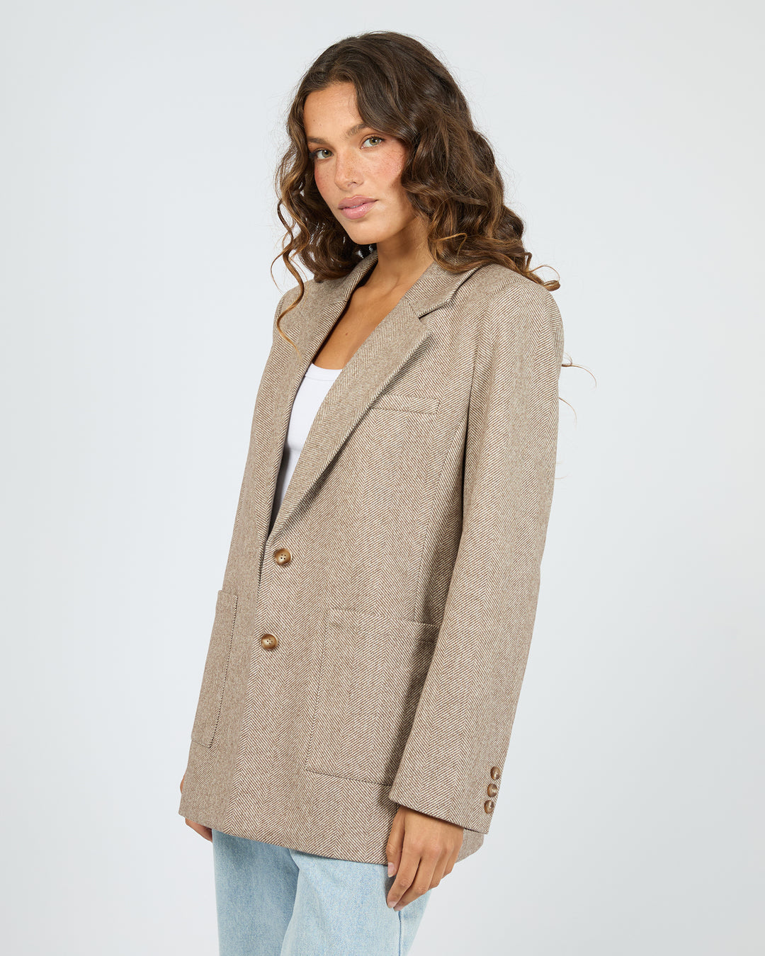 Silent Theory Opal Textured Blazer - Brown (view 4)