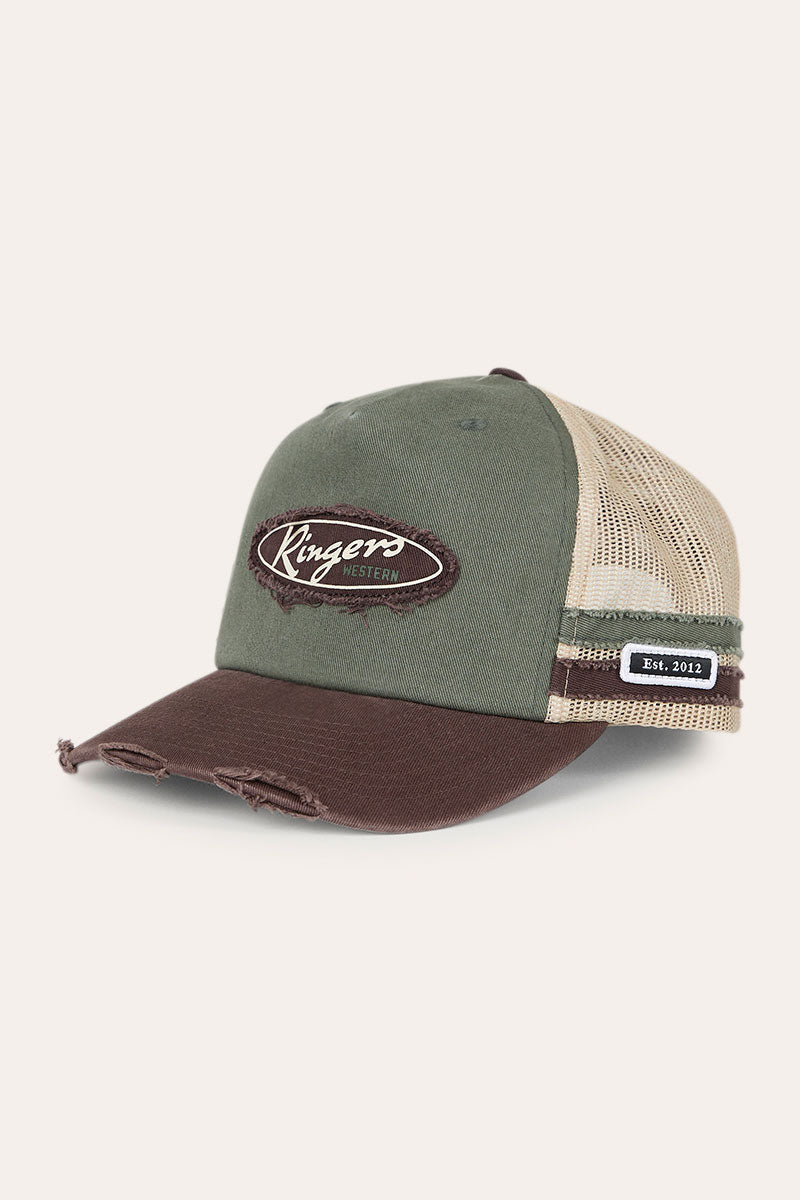 Ringers Western Worn Out Deep Fit Trucker Cap Army Chocolate
