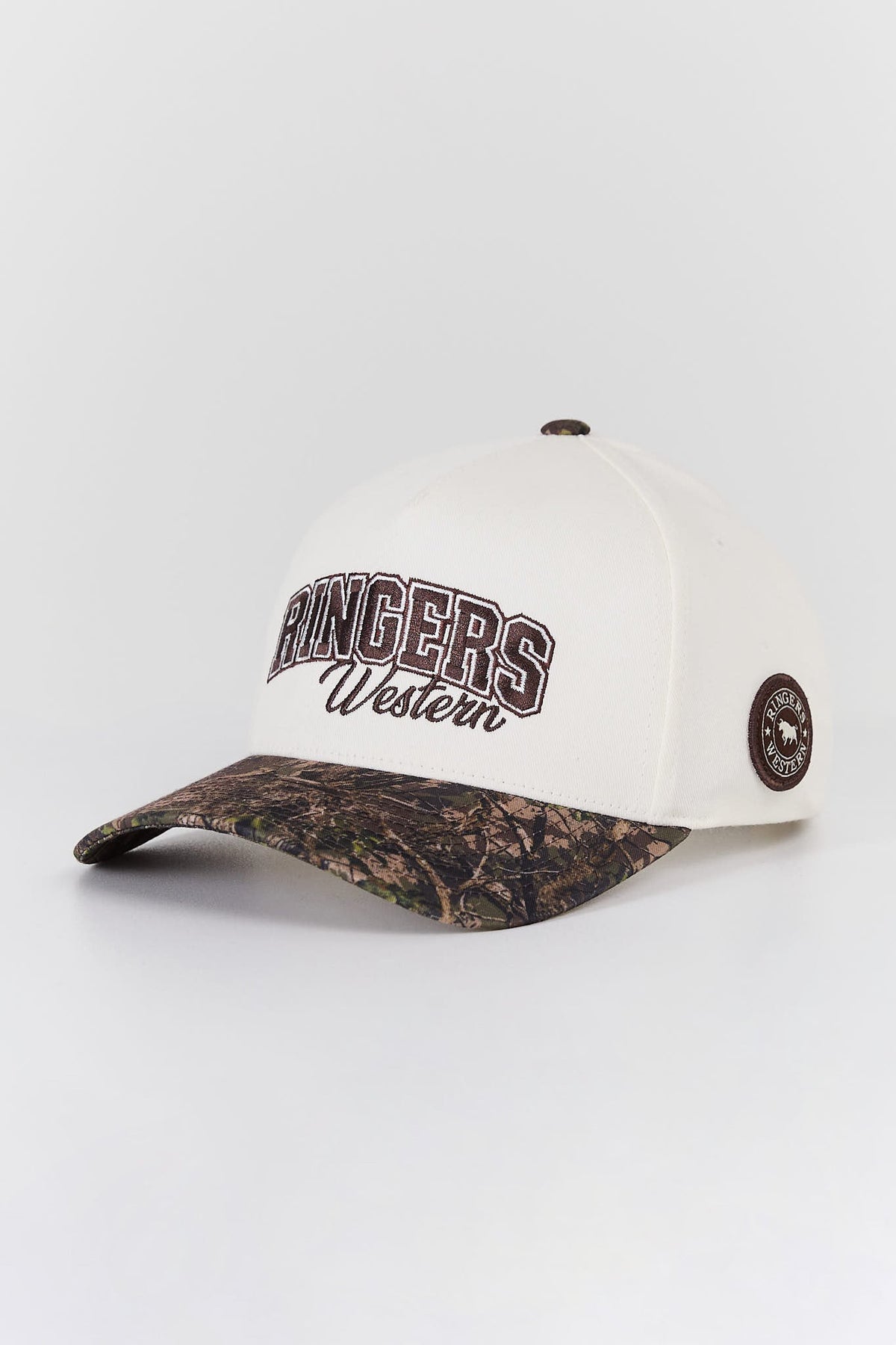 Ringers Western Timber Baseball Cap in off white and camo