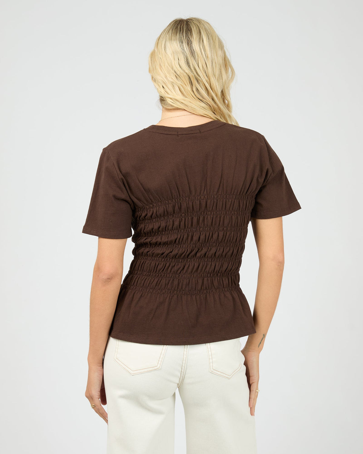All About Eve Lipa Ruched Top brown back view