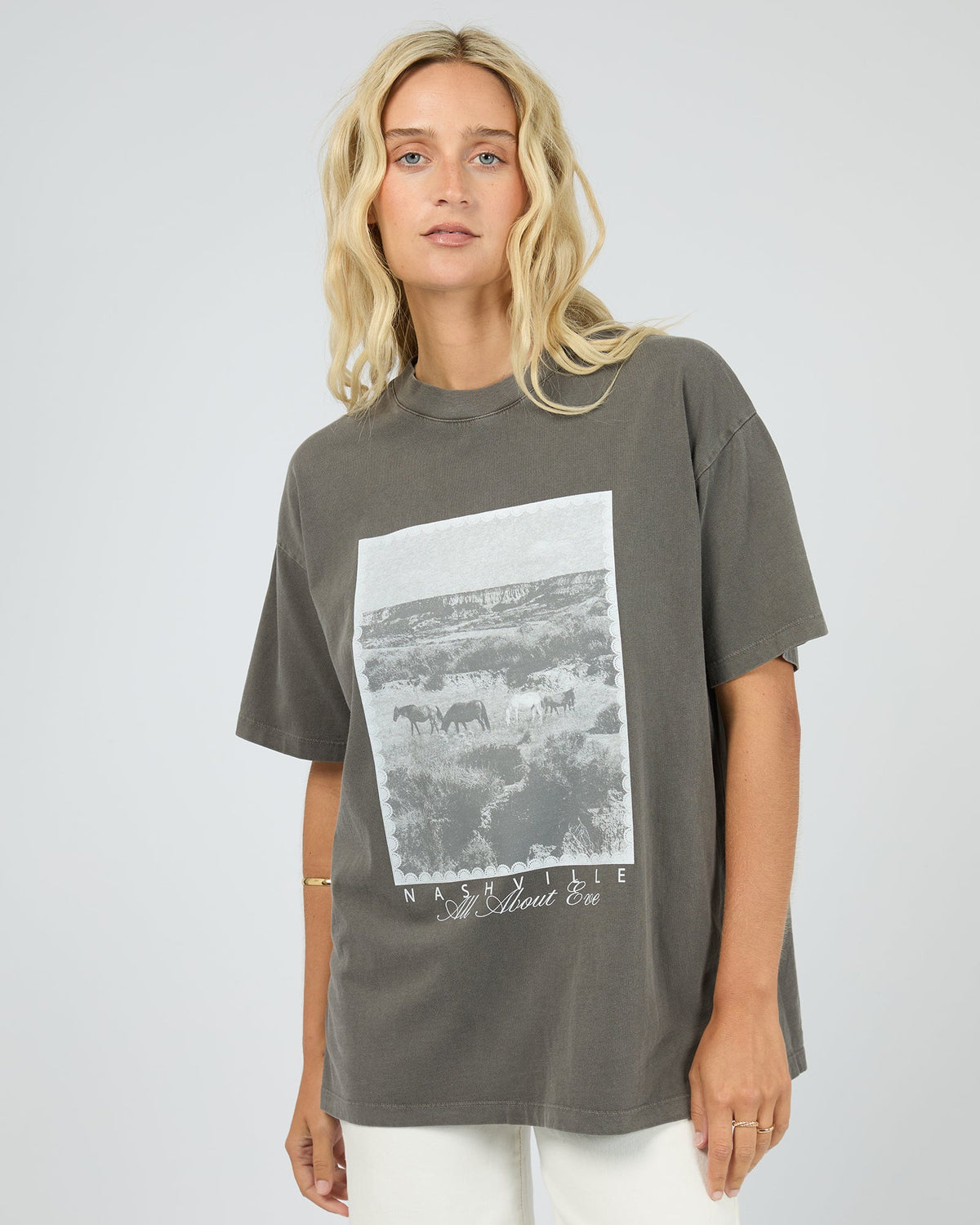 All About Eve Nashville Relaxed Tee in charcoal