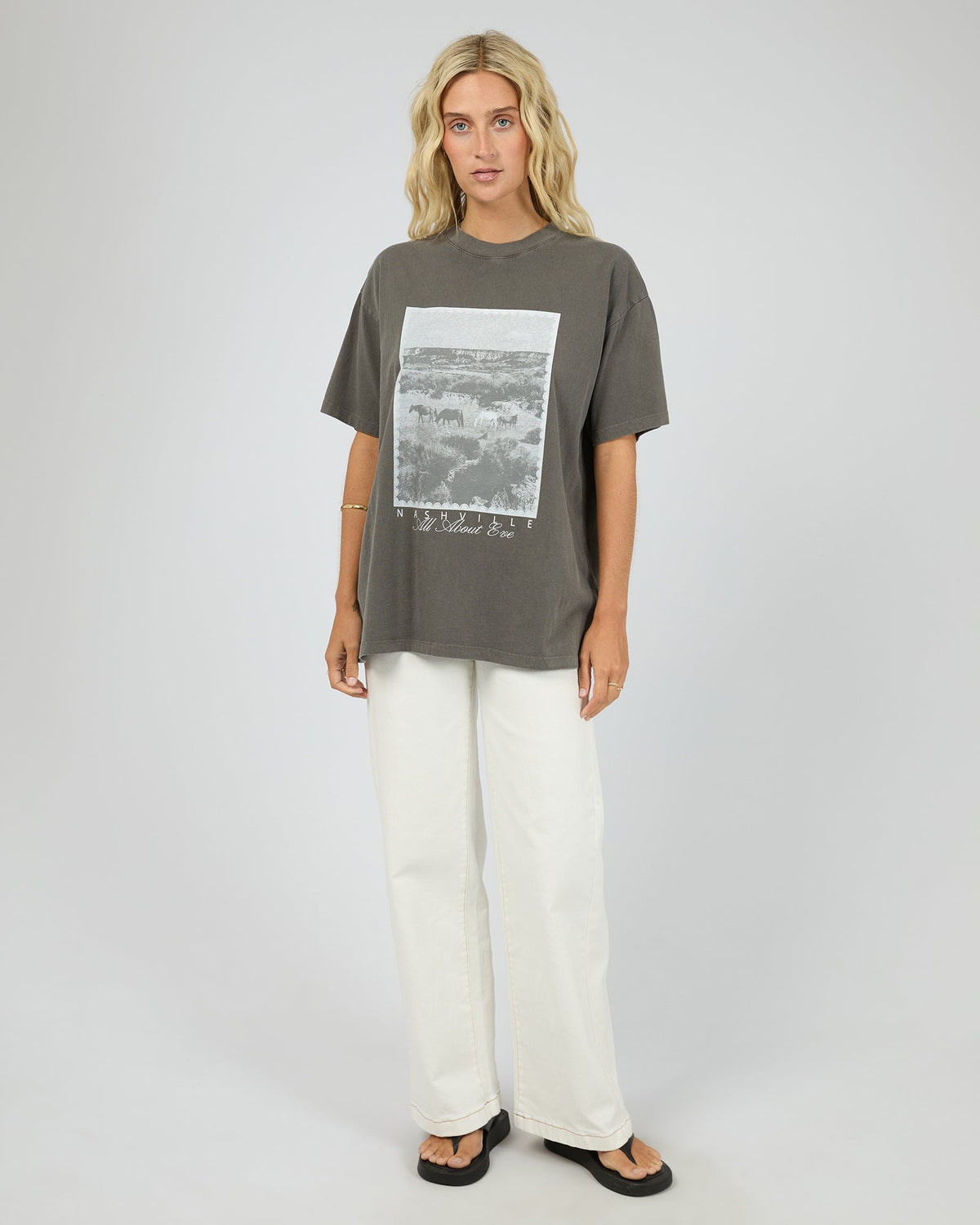 All About Eve Nashville Relaxed Tee charcoal side view