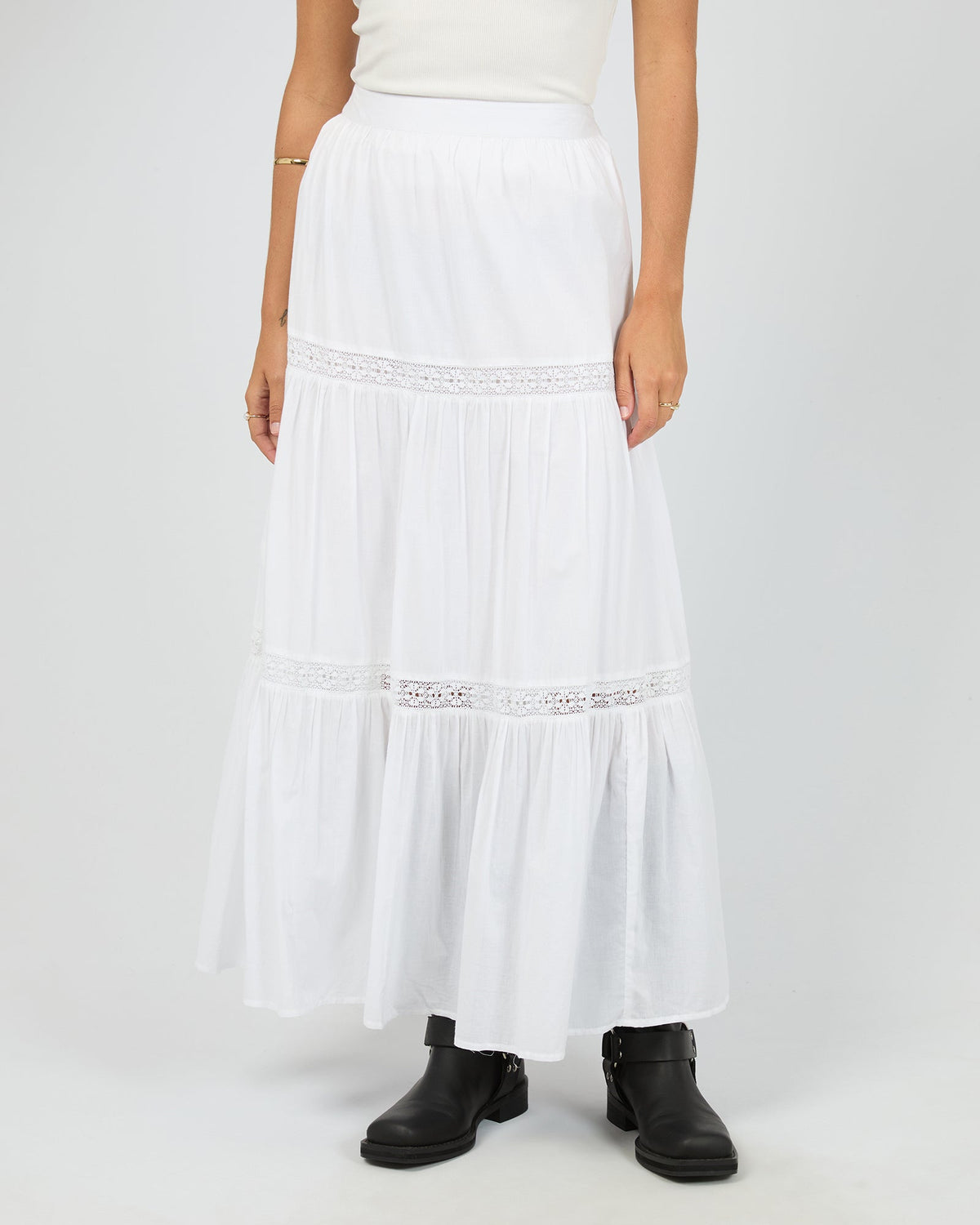 All About Eve Lumi Maxi Skirt in white