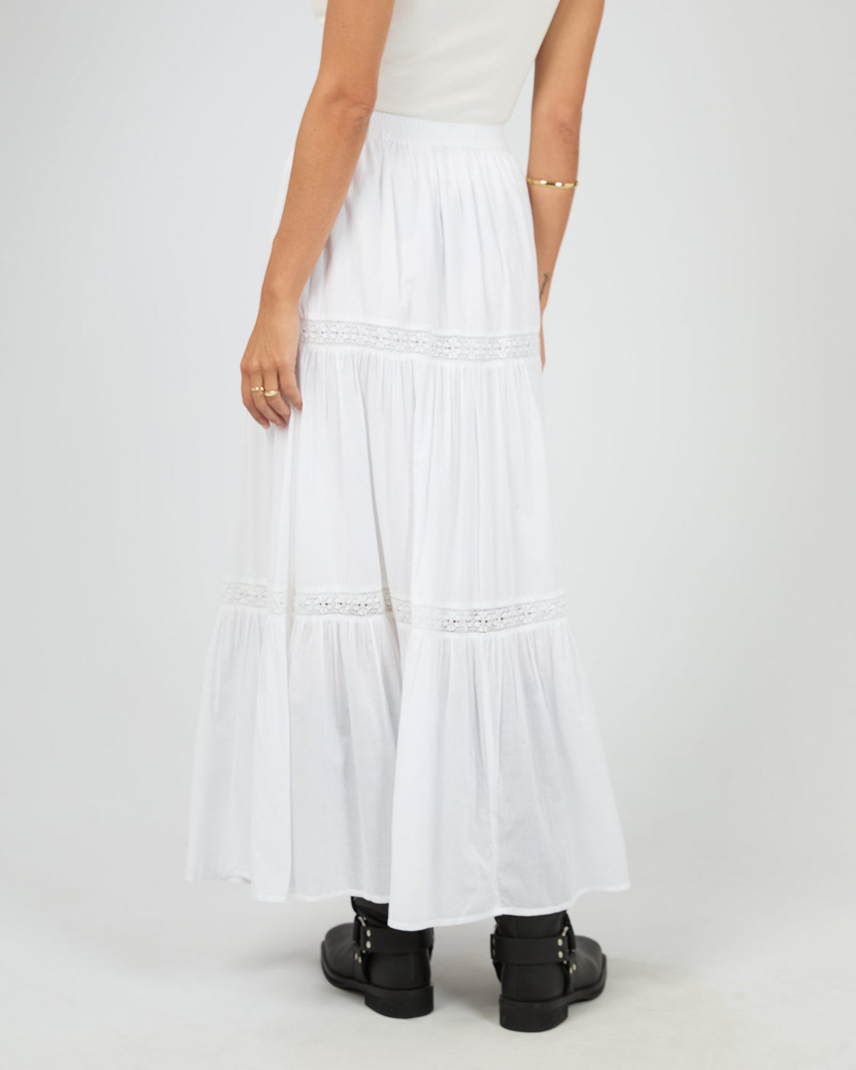 All About Eve Lumi Maxi Skirt white back view