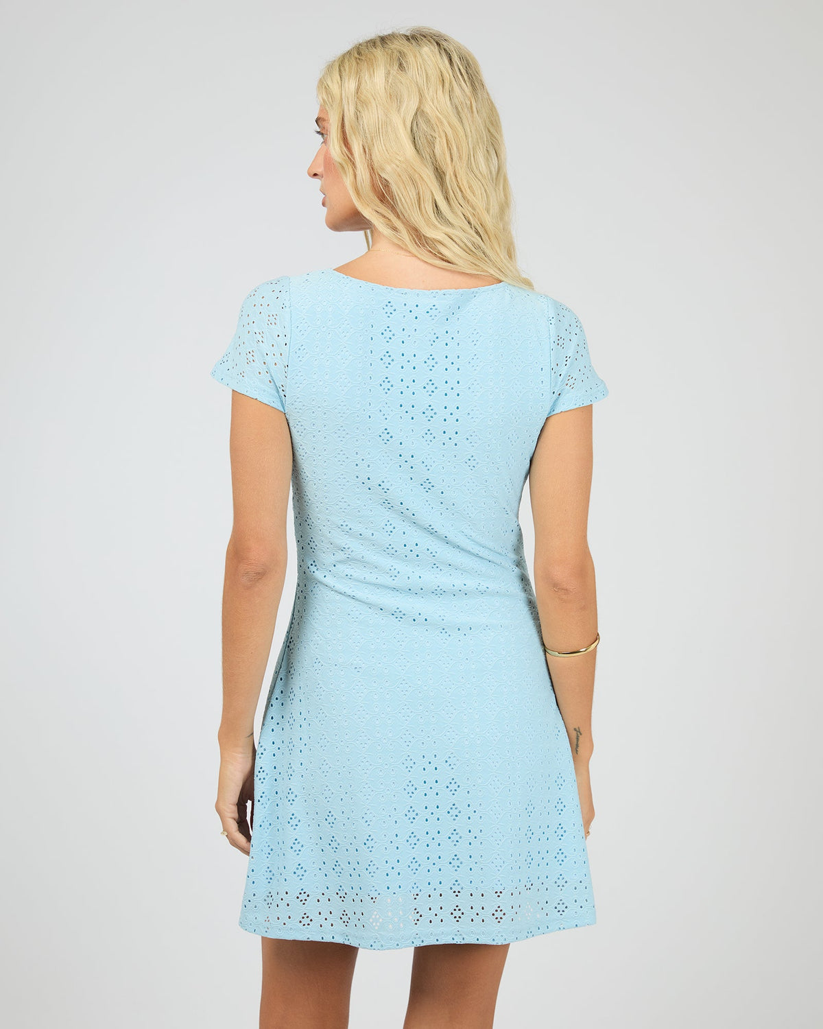 All About Eve Ivy Stretch Mini Dress blue back view