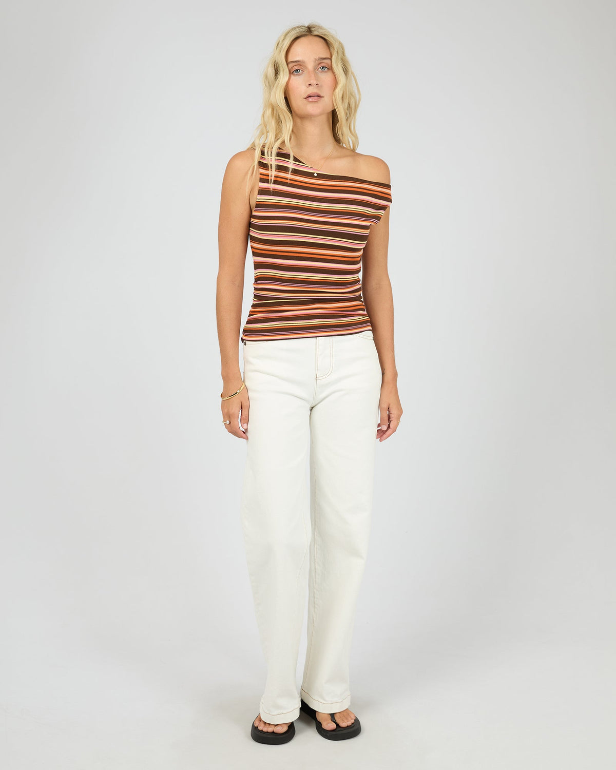 All About Eve Soleil Off The Shoulder Top stripe side view