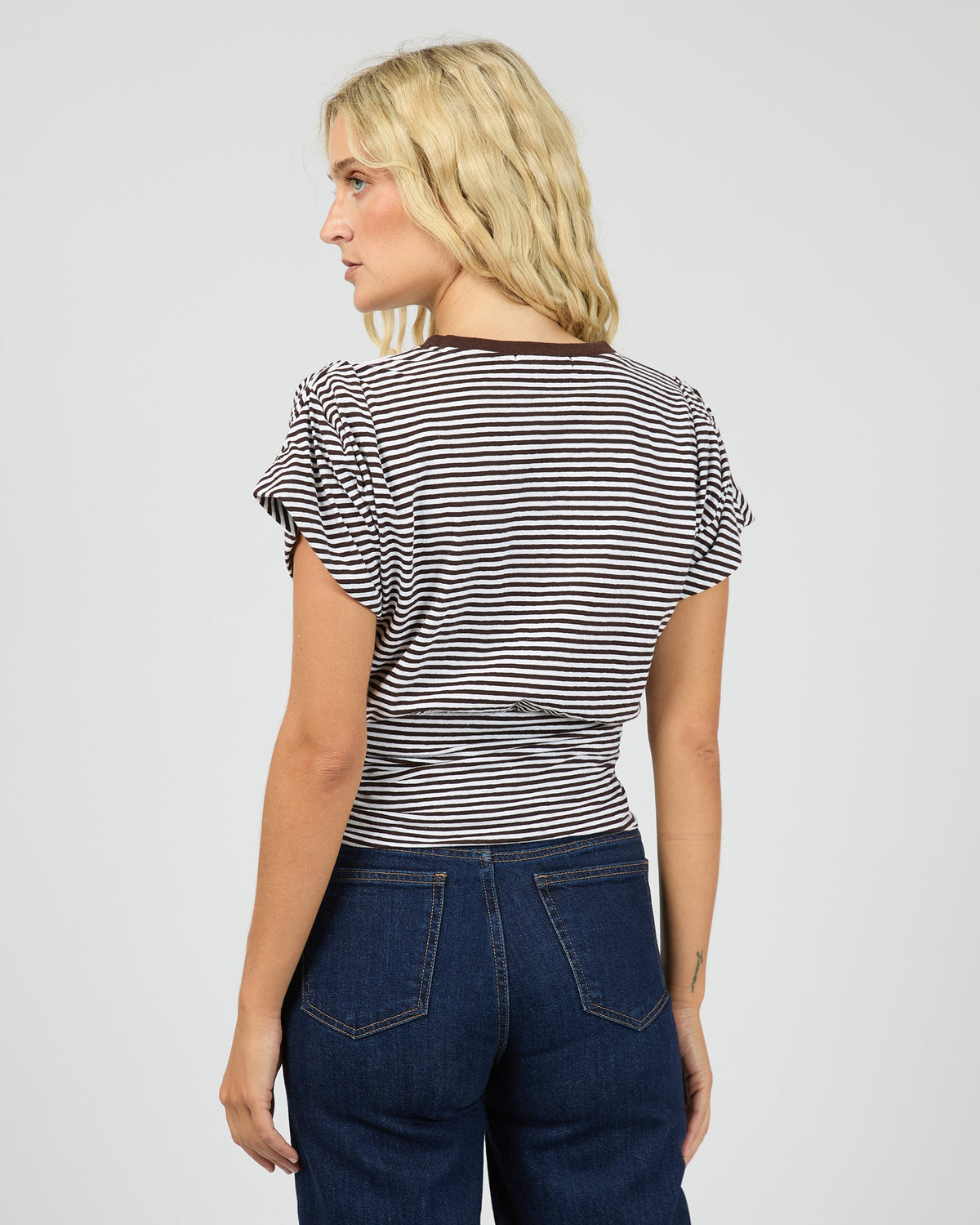 All About Eve Paige Tee brown stripe back view