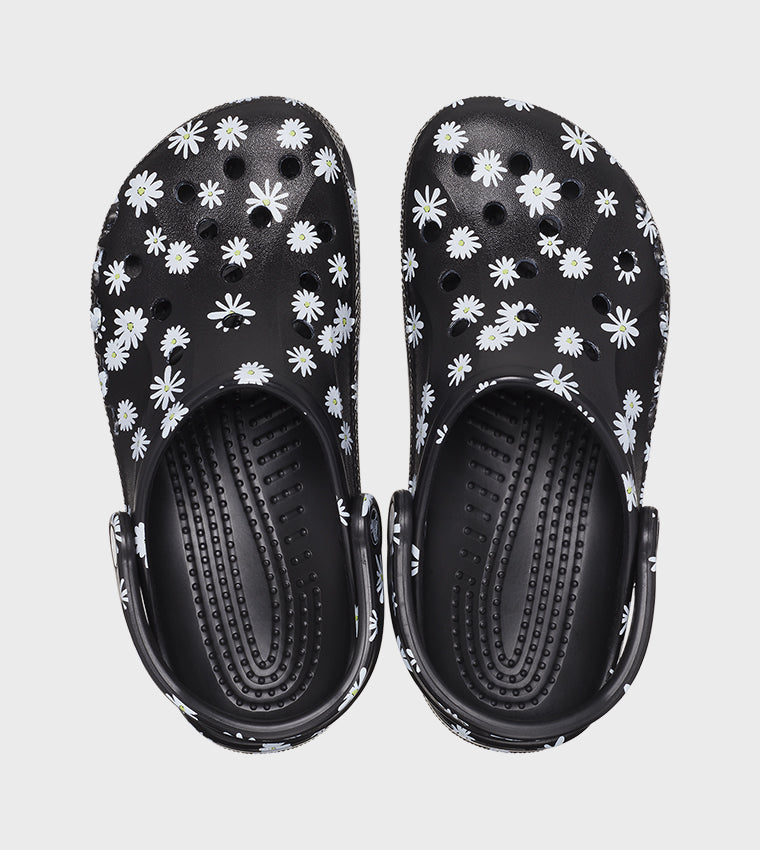Baya Seasonal Printed Clog - Black Daisy