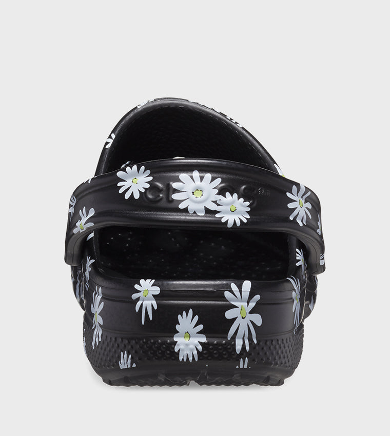 Baya Seasonal Printed Clog - Black Daisy