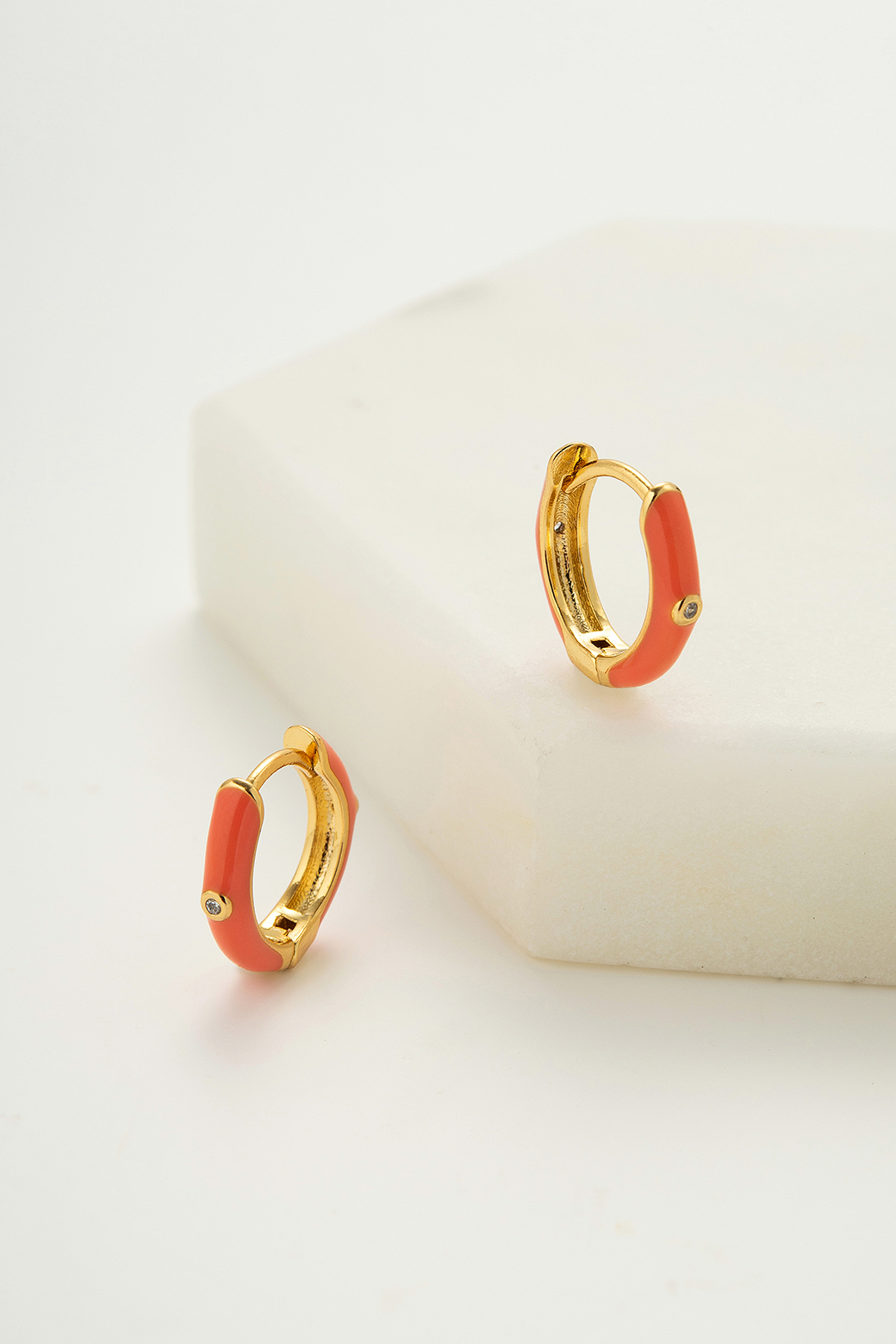 Zafino Brighton Huggie - Coral - Gold