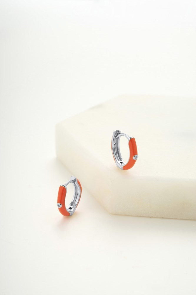 Zafino Brighton Huggie - Coral - Silver