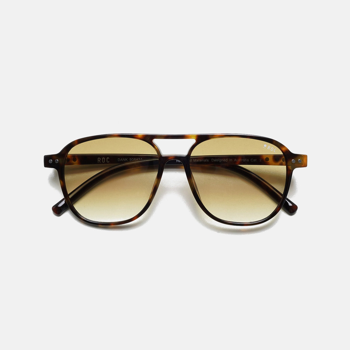 ROC Dank aviator sunglasses in tortoiseshell with yellow gradient lens