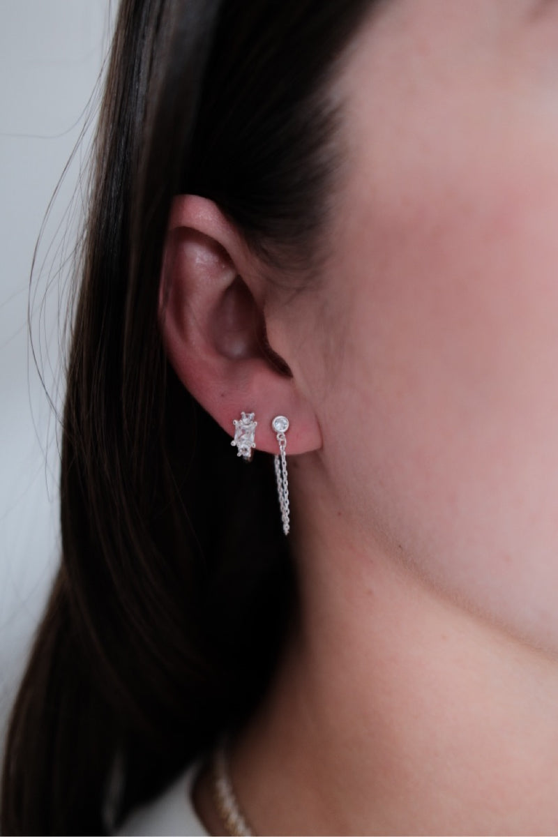 Zafino Crystal Chain Wrap Earring - Silver (view 2)
