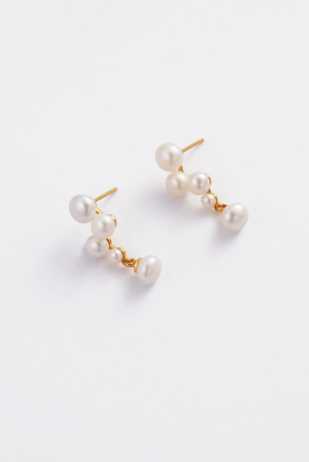 Zafino Luna Pearl Drop Earring in Gold - worn