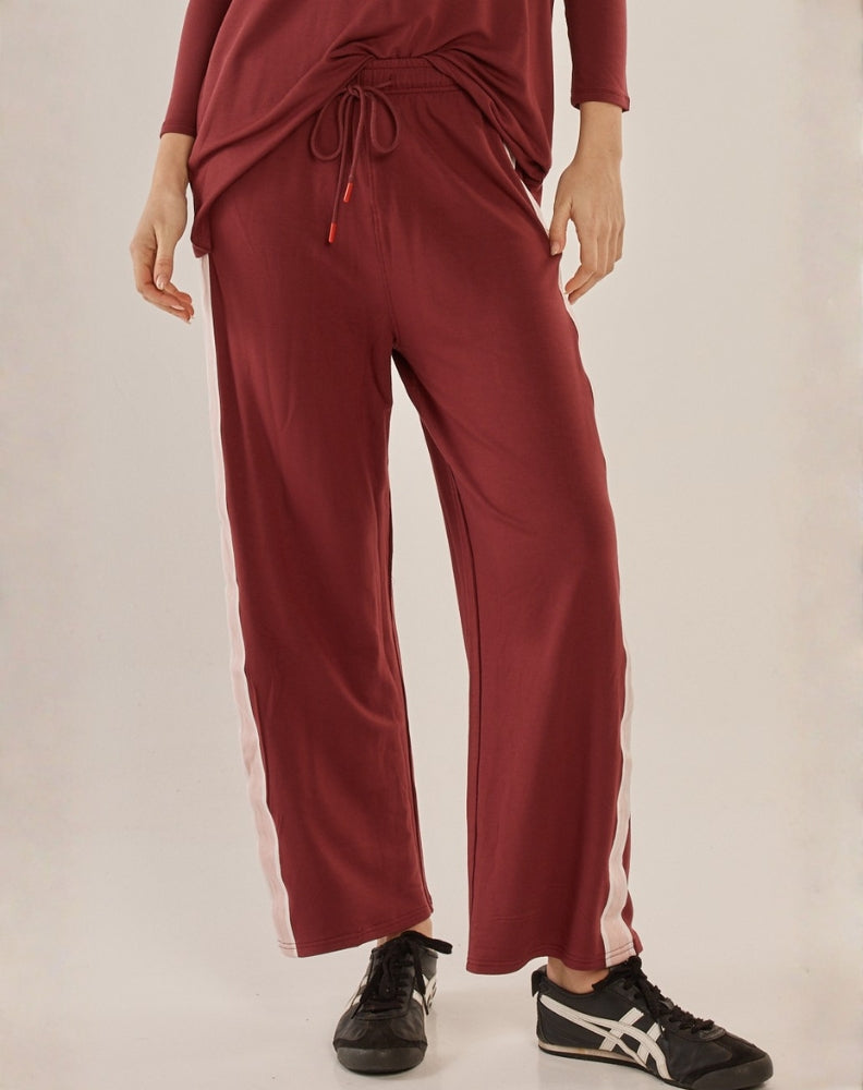 Betty Basics Evelyn Wide Leg Jogger - Burgandy Red