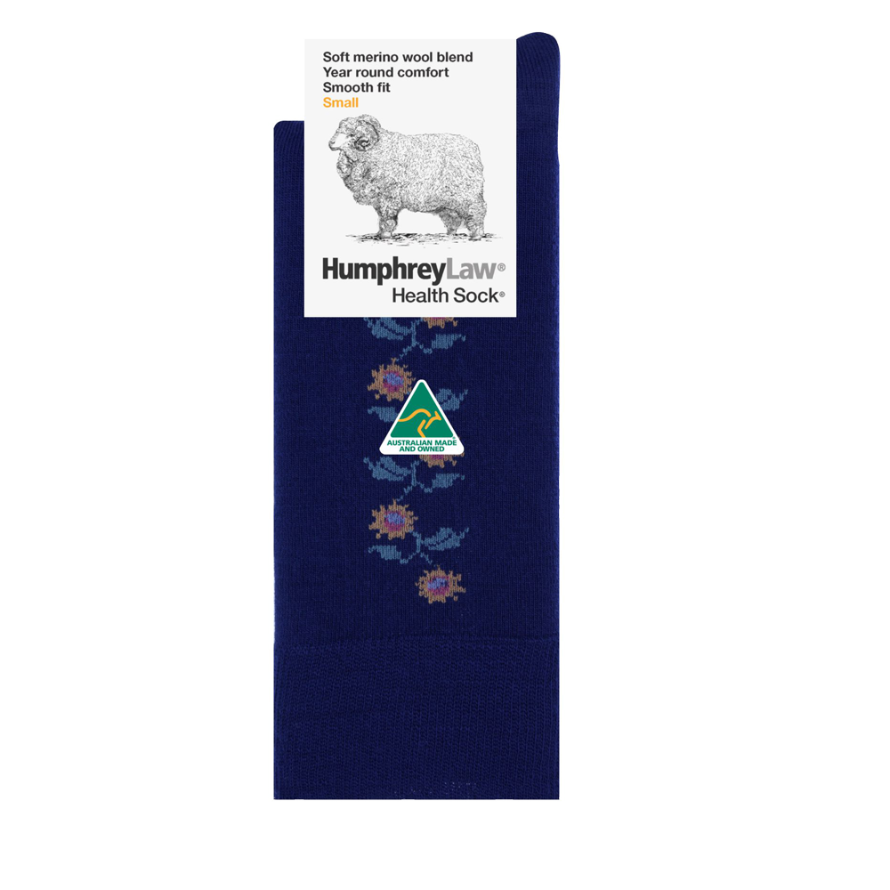 Humphrey Womens Fine Merino Wool Patterned Health Sock - Sunflower (view 2)